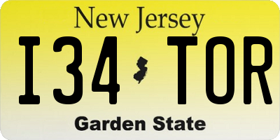NJ license plate I34TOR