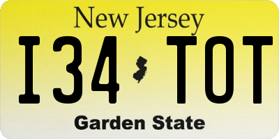 NJ license plate I34TOT