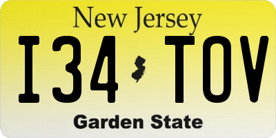NJ license plate I34TOV
