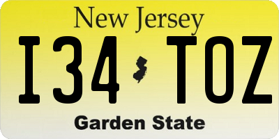 NJ license plate I34TOZ