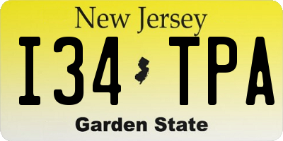 NJ license plate I34TPA