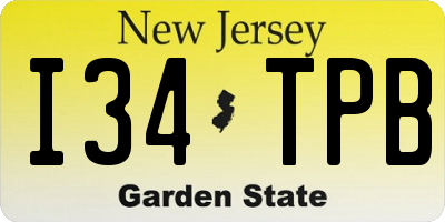 NJ license plate I34TPB