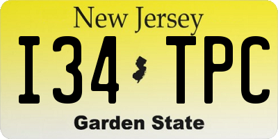 NJ license plate I34TPC