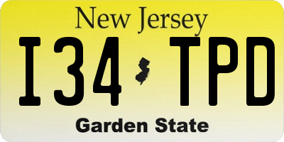 NJ license plate I34TPD