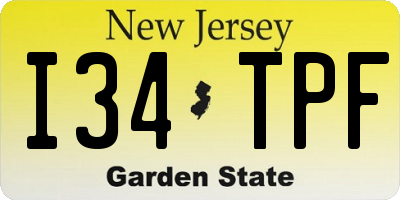 NJ license plate I34TPF