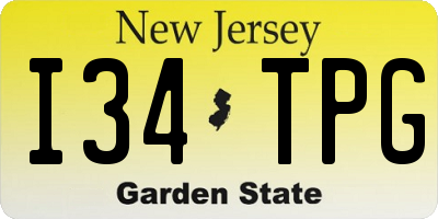 NJ license plate I34TPG