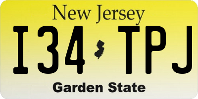 NJ license plate I34TPJ
