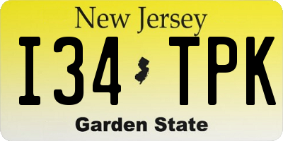 NJ license plate I34TPK