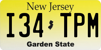 NJ license plate I34TPM