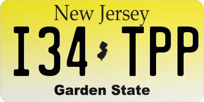 NJ license plate I34TPP