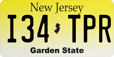 NJ license plate I34TPR