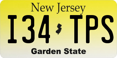 NJ license plate I34TPS
