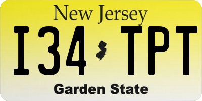 NJ license plate I34TPT