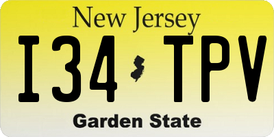 NJ license plate I34TPV