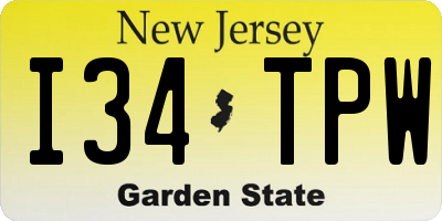 NJ license plate I34TPW