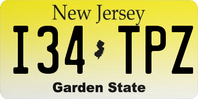 NJ license plate I34TPZ