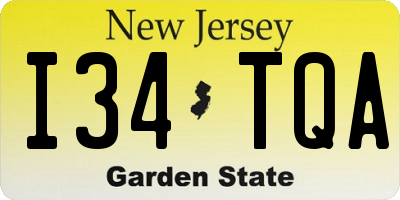 NJ license plate I34TQA