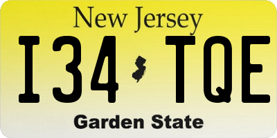 NJ license plate I34TQE
