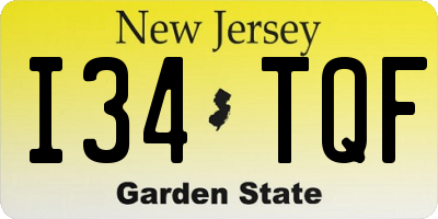 NJ license plate I34TQF
