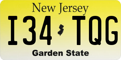 NJ license plate I34TQG