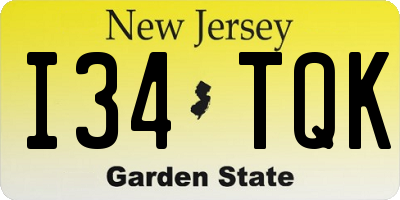 NJ license plate I34TQK