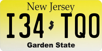 NJ license plate I34TQO