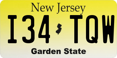 NJ license plate I34TQW