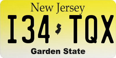 NJ license plate I34TQX