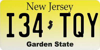 NJ license plate I34TQY