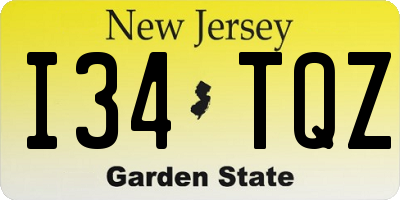 NJ license plate I34TQZ