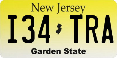 NJ license plate I34TRA