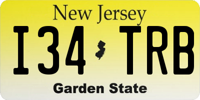 NJ license plate I34TRB