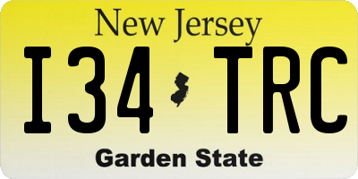 NJ license plate I34TRC