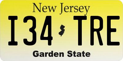 NJ license plate I34TRE