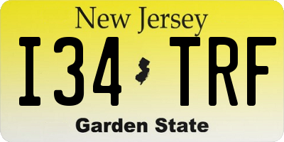 NJ license plate I34TRF