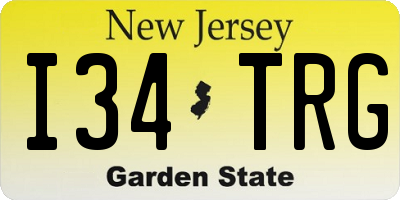 NJ license plate I34TRG