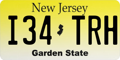 NJ license plate I34TRH