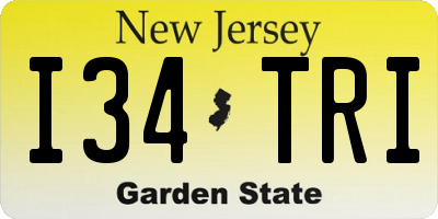 NJ license plate I34TRI