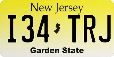 NJ license plate I34TRJ