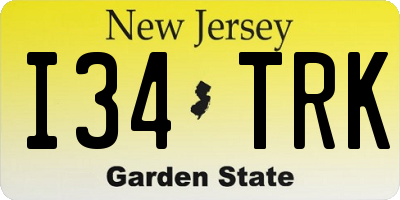 NJ license plate I34TRK