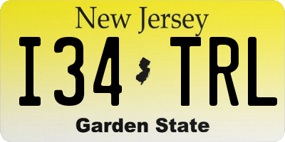 NJ license plate I34TRL