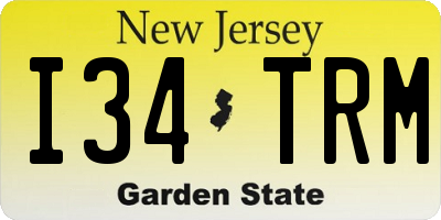 NJ license plate I34TRM
