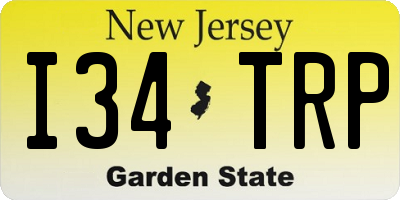 NJ license plate I34TRP