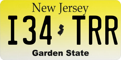 NJ license plate I34TRR