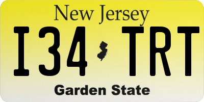 NJ license plate I34TRT