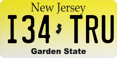 NJ license plate I34TRU