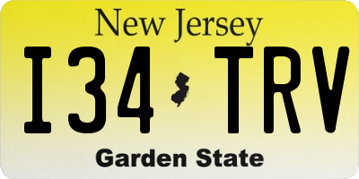 NJ license plate I34TRV
