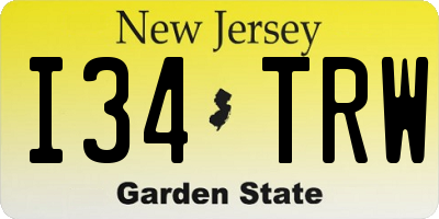 NJ license plate I34TRW