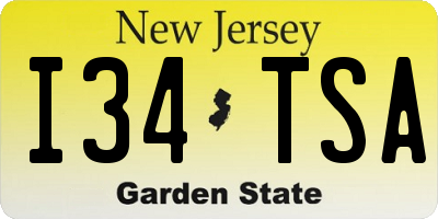 NJ license plate I34TSA