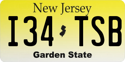 NJ license plate I34TSB